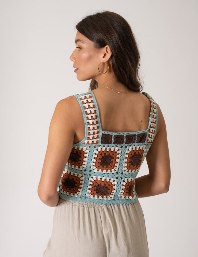 TILTIL Freya Crochet Top Blue Brown One Size - Things I Like Things I Love