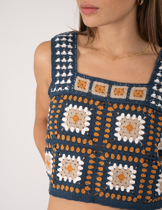TILTIL Freya Crochet Top Petrol Beige One Size - Things I Like Things I Love