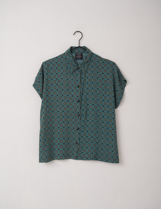 TILTIL Olive Blouse Petrol Print - Things I Like Things I Love