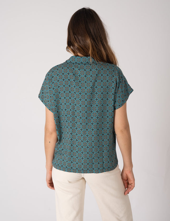 TILTIL Olive Blouse Petrol Print - Things I Like Things I Love