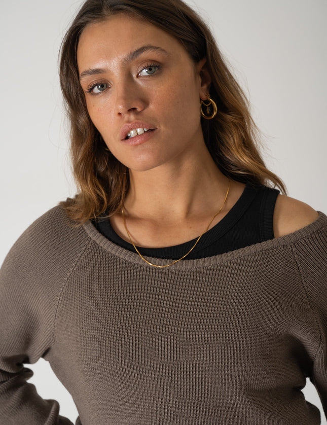 TILTIL Zoey Cropped Knit Taupe One Size - Things I Like Things I Love